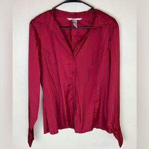 Fred David Red Long Sleeve Notched Collar‎ Button Down